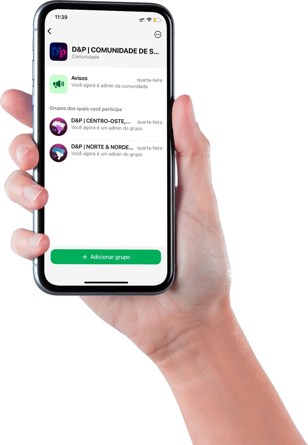 Grupo de alunos no celular