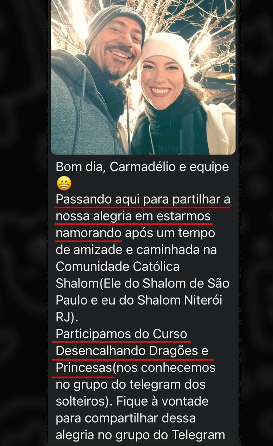 Depoimento de aluno