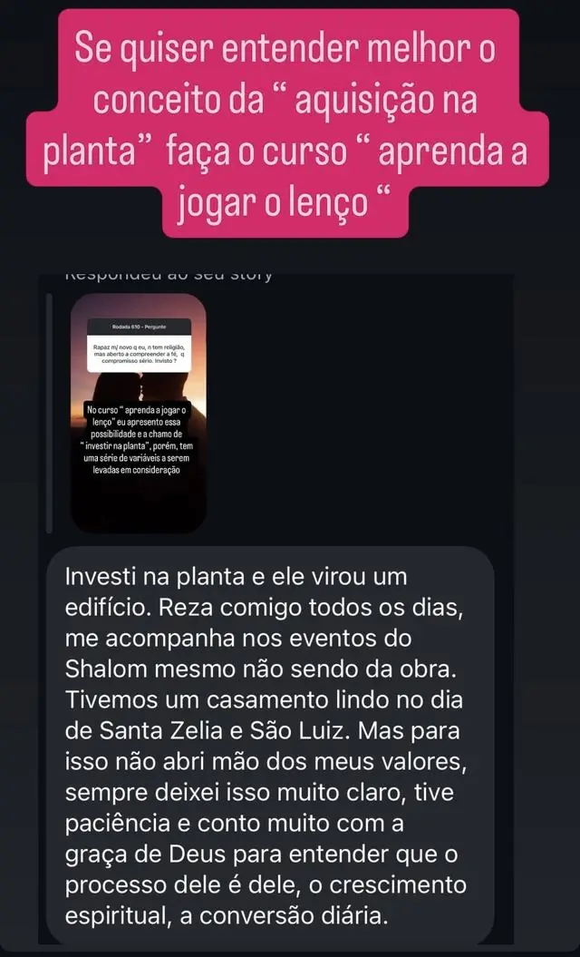 Aluna conta que investiu na planta, ele virou um edifício e eles se casaram