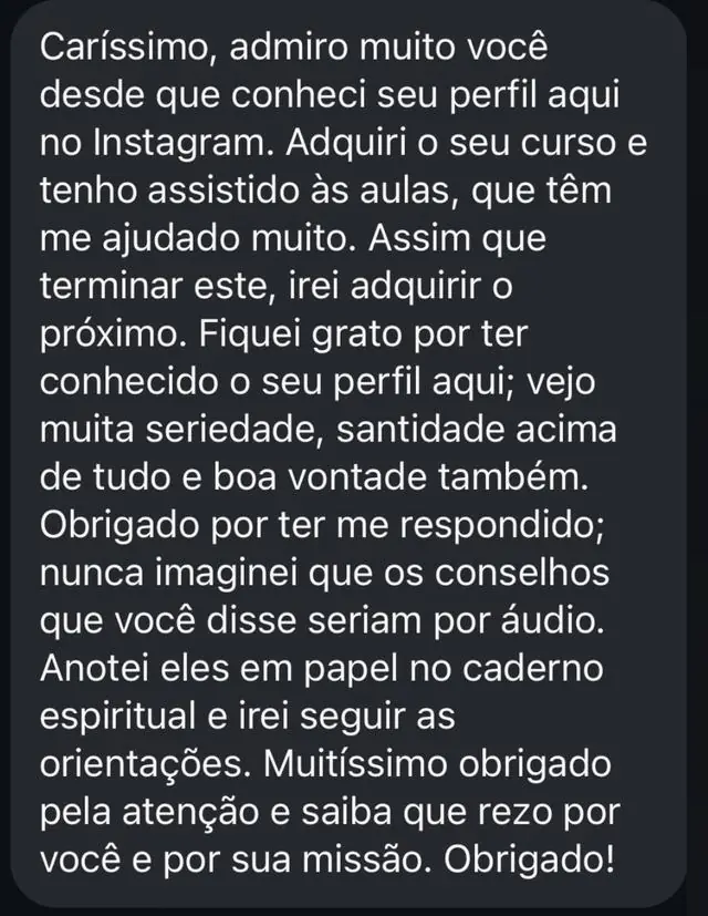 Aluno agradece pelas aulas, que têm ajudado muito, e diz que vai adquirir o próximo curso