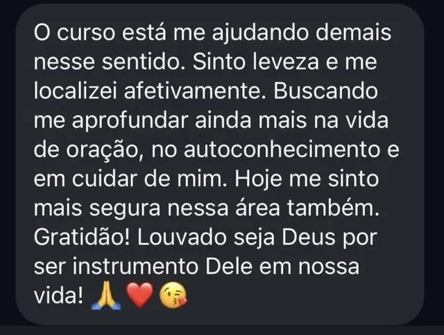 Aluna diz que sente leveza, se localizou afetivamente e está mais segura